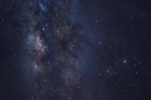 Starry night sky, Milky way galaxy with stars and space dust in the universe, Long exposure photograph, with grain. photo