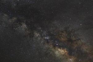 Starry night sky, Milky way galaxy with stars and space dust in the universe, Long exposure photograph, with grain. photo