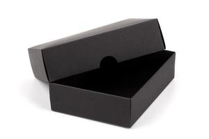 Cardboard black box isolated on a white background photo