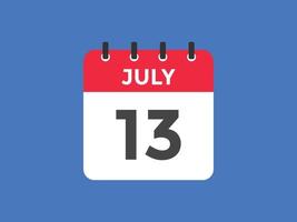 july 12 calendar reminder. 12th july daily calendar icon template. Calendar 12th july icon Design template. Vector illustration