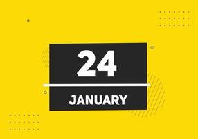 january 24 calendar reminder. 24th january daily calendar icon template. Calendar 24th january icon Design template. Vector illustration