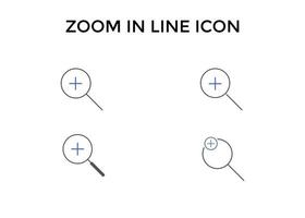 Set of zoom in icons. Magnifying glass zoom in plus sign. Used for SEO or websites. vector