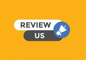 Review us Start now button. Review us User rating social banner promotion. Review Us text social media template vector