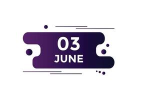 june 3 calendar reminder. 3rd june daily calendar icon template. Calendar 3rd june icon Design template. Vector illustration