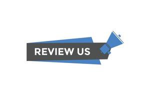 Review us Start now button. Review us User rating social banner promotion. Review Us text social media template vector