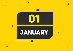 january 1 calendar reminder. 1st january daily calendar icon template. Calendar 1st january icon Design template. Vector illustration