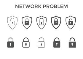 Set of network protection icons. Lock security shield icon vector