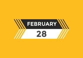 february 28 calendar reminder. 28th february daily calendar icon template. Calendar 28th february icon Design template. Vector illustration