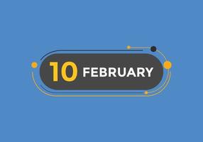 Recordatorio del calendario del 10 de febrero. Plantilla de icono de calendario diario del 10 de febrero. plantilla de diseño de icono de calendario 10 de febrero. ilustración vectorial vector