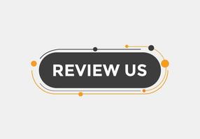 Review us Start now button. Review us User rating social banner promotion. Review Us text social media template vector