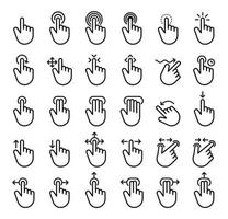 A set of hand gestures touching a screen, Vector, Illustration. vector