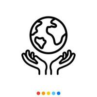 Hand holding a globe, Vector, Icon, Illustration. vector