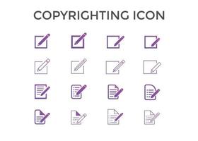 conjunto de iconos de derechos de autor ilustración vectorial. iconos de redacción para seo y sitio web vector