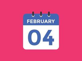 february 4 calendar reminder. 4th february daily calendar icon template. Calendar 4th february icon Design template. Vector illustration