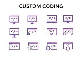 Set of Custom coding icons Vector illustration. modern style Custom coding symbol