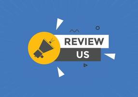 Review us Start now button. Review us User rating social banner promotion. Review Us text social media template vector