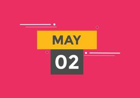 may 2 calendar reminder. 2nd may daily calendar icon template. Calendar 2nd may icon Design template. Vector illustration