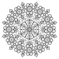 patrón circular en forma de mandala para henna, mehndi, tatuaje, decoración. adorno decorativo en estilo étnico oriental. página de libro para colorear. vector