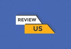 Review us Start now button. Review us User rating social banner promotion. Review Us text social media template vector