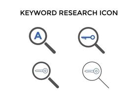 conjunto de ilustraciones de vectores de iconos de investigación de palabras clave. utilizado para seo o sitios web