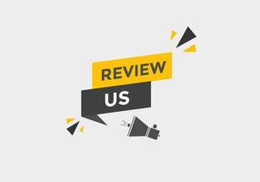 Review us Start now button. Review us User rating social banner promotion. Review Us text social media template vector