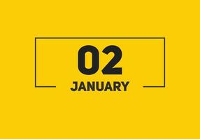 january 2 calendar reminder. 2nd january daily calendar icon template. Calendar 2nd january icon Design template. Vector illustration