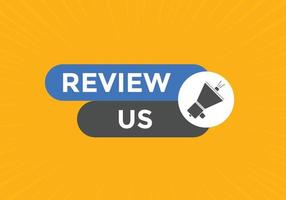 Review us Start now button. Review us User rating social banner promotion. Review Us text social media template vector