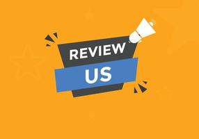 Review us Start now button. Review us User rating social banner promotion. Review Us text social media template vector