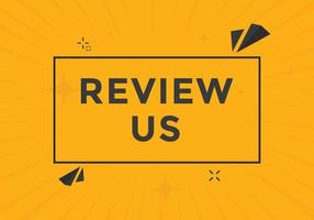 Review us Start now button. Review us User rating social banner promotion. Review Us text social media template vector