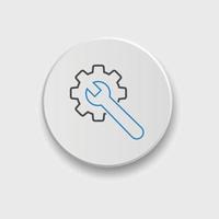 conjunto de iconos de engranaje y llave inglesa ilustración vectorial. paquete de iconos de herramientas de servicio para ui, redes sociales, sitio web aislado en fondo blanco. icono de configuración de estilo plano. vector