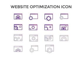 website optimization icons. website page development symbol icon. Concept for SEO and web design