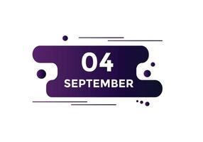 september 4 calendar reminder. 4th september daily calendar icon template. Calendar 4th september icon Design template. Vector illustration