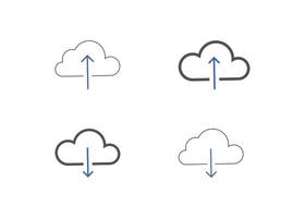 conjunto de iconos de carga de descarga. descargar ilustración de vector de símbolo de nube