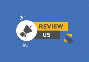 Review us Start now button. Review us User rating social banner promotion. Review Us text social media template vector