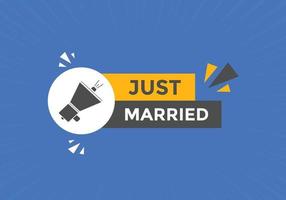 Just married text web template button. Just married Colorful label sign template. speech bubble vector