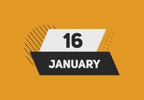 january 16 calendar reminder. 16th january daily calendar icon template. Calendar 16th january icon Design template. Vector illustration