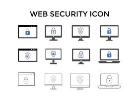 Web security icons. Website security shield protection icon symbol vector