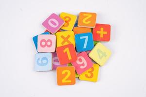 Math number colorful on white background, education study mathematics learning teach concept. photo