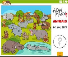 contar dibujos animados animales salvajes tarea educativa vector