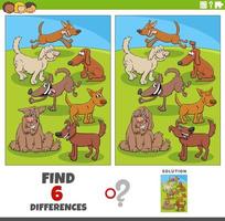 differences task with cartoon dogs animal characters vector