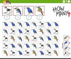 how many cartoon birds animal characters counting game vector