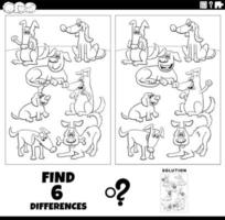differences game with cartoon dogs animals coloring page vector