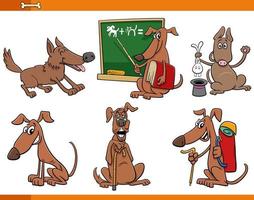 conjunto de personajes divertidos de animales de perros y cachorros de dibujos animados vector