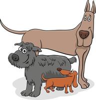 tres personajes de animales de perros de dibujos animados diferentes vector