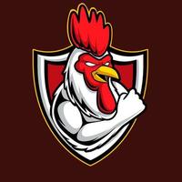 rooster mascot e sport logo illustration vector