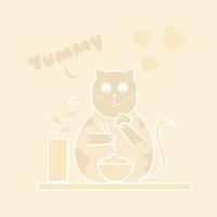 A cute cat is eating with chopsticks. Suitable for gadget screen themes vector