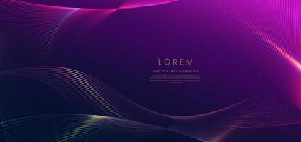 Abstract luxury glowing lines curved overlapping on dark blue and purple background. vector