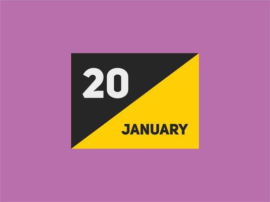 january 20 calendar reminder. 20th january daily calendar icon template. Calendar 20th january icon Design template. Vector illustration