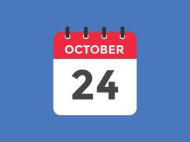 october 24 calendar reminder. 24th october daily calendar icon template. Calendar 24th october icon Design template. Vector illustration