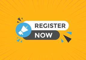 Register Now button. speech bubbles. Register Now text colorful web template. Vector Illustration